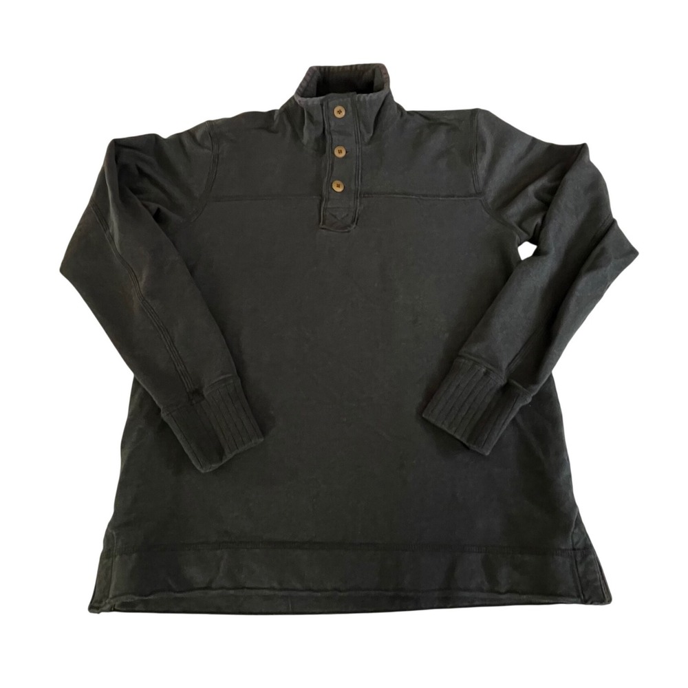 Jeremiah Mens Quarter Button Mock Neck Pullover Sweatshirt Black Size M